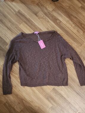 Women’s Edikted Brown Lightweight Scoop Neck Sweater NWT
